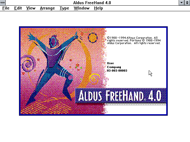 Aldus Freehand 4.0 - Splash
